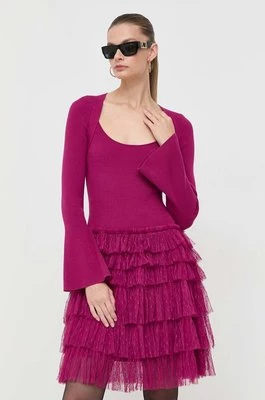 Twinset sukienka kolor fioletowy mini dopasowana
