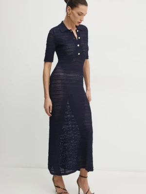Twinset sukienka kolor granatowy maxi prosta 251TP3190