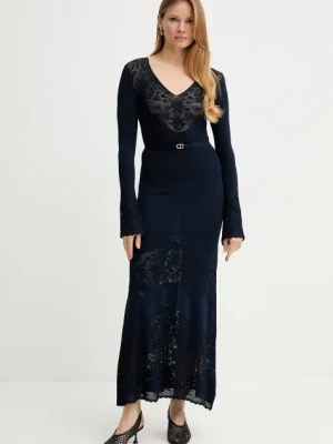 Twinset sukienka kolor granatowy maxi rozkloszowana 251TP3240