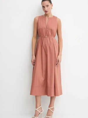 Twinset sukienka kolor pomarańczowy midi rozkloszowana 251TT2221
