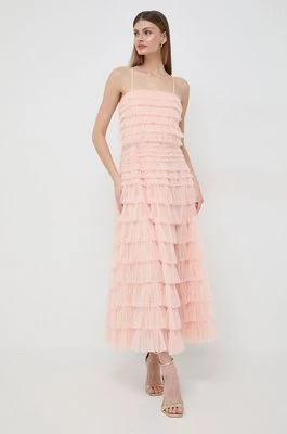 Twinset sukienka kolor różowy maxi rozkloszowana