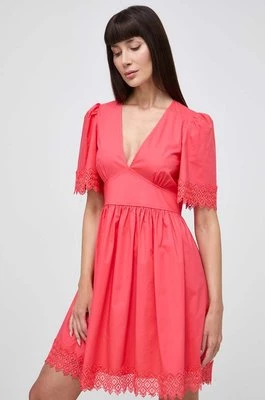 Twinset sukienka kolor różowy midi rozkloszowana