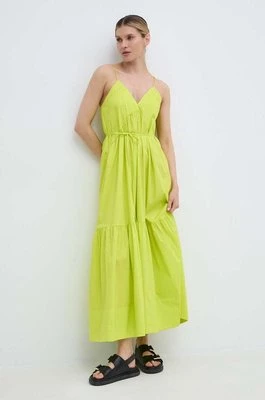 Twinset sukienka kolor zielony maxi rozkloszowana