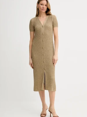 Twinset sukienka kolor zielony midi dopasowana 251TT3190