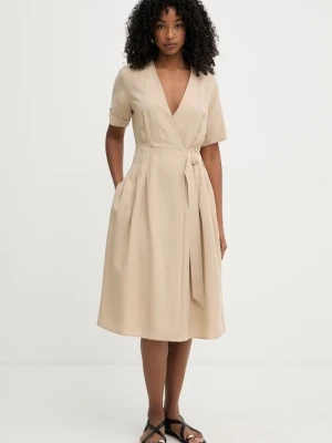 Twinset sukienka kopertowa z lnem