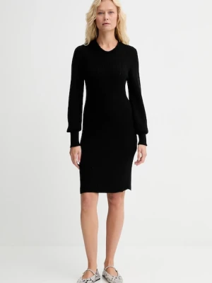 Twinset sukienka z dodatkiem wełny kolor czarny mini dopasowana 252TT3343