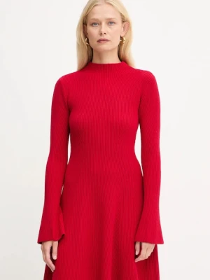 Twinset sukienka z dodatkiem wełny kolor czerwony mini rozkloszowana 252TT3140