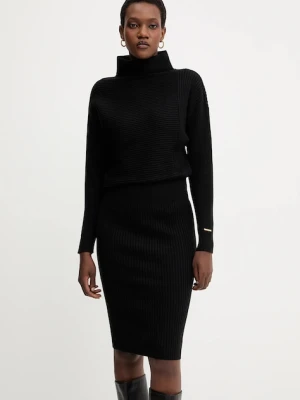 Twinset sukienka z wełną kolor czarny mini dopasowana 252LI3QAA