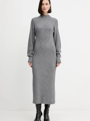 Twinset sukienka z wełną kolor szary maxi prosta 252TT3460
