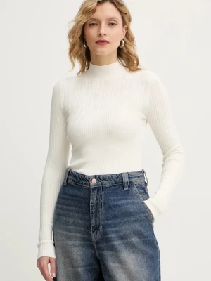 Twinset sweter damski kolor beżowy lekki z półgolfem 252TT3221