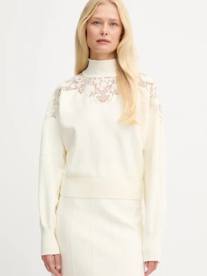 Twinset sweter damski kolor beżowy z półgolfem 252TP3406