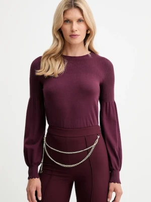 Twinset sweter damski kolor bordowy lekki 252TP3061