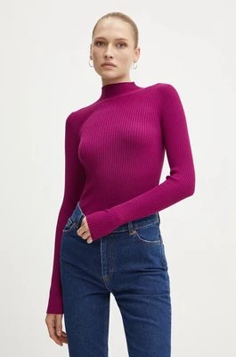 Twinset sweter damski kolor bordowy lekki z półgolfem 242TP3523