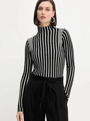 Twinset sweter damski kolor czarny lekki z półgolfem 252LI3ABB