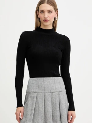 Twinset sweter damski kolor czarny lekki z półgolfem 252TT3221