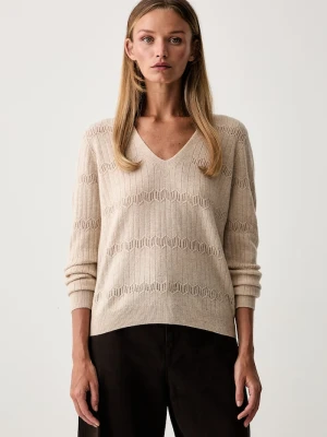 Twinset sweter damski wełniany beżowy