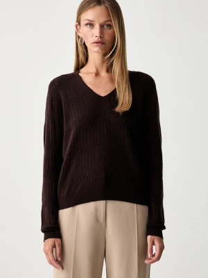 Twinset sweter damski wełniany brązowy