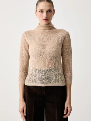 Twinset sweter damski z bawełną beżowy