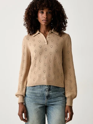 Twinset sweter damski z dodatkiem kaszmiru beżowy