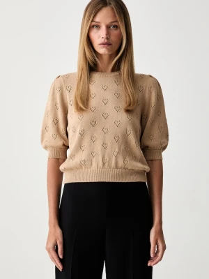 Twinset sweter damski z dodatkiem kaszmiru brązowy