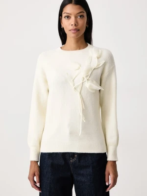 Twinset sweter damski z dodatkiem wełny beżowy