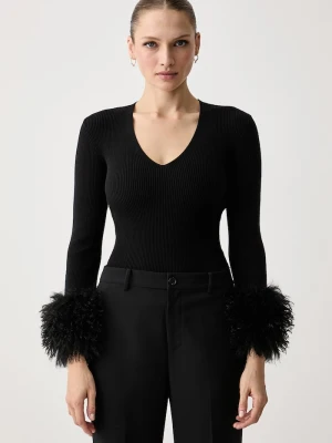 Twinset sweter damski z dodatkiem wełny czarny