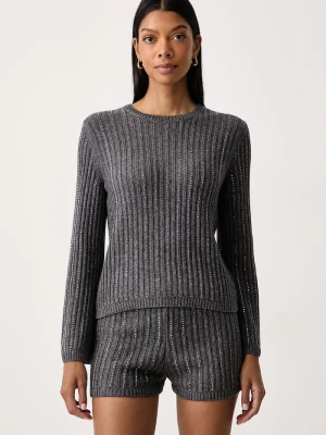Twinset sweter damski z dodatkiem wełny szary