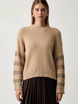 Twinset sweter damski z wełną beżowy