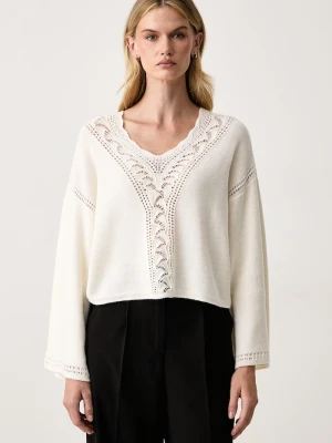 Twinset sweter damski z wełną beżowy