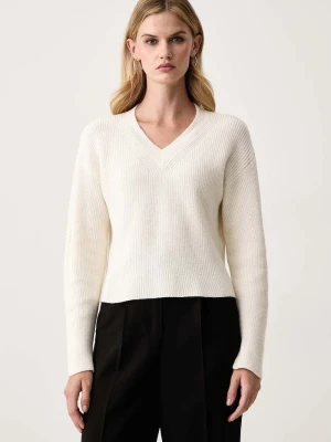 Twinset sweter damski z wełną beżowy