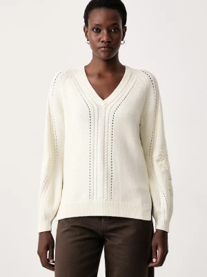 Twinset sweter damski z wełną beżowy