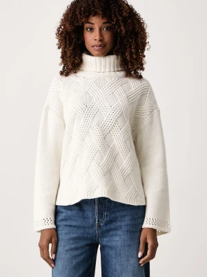 Twinset sweter damski z wełną beżowy