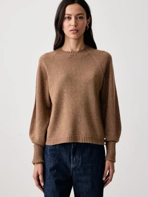 Twinset sweter damski z wełną brązowy