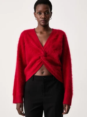 Twinset sweter damski z wełną czerwony