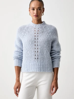 Twinset sweter damski z wełną niebieski