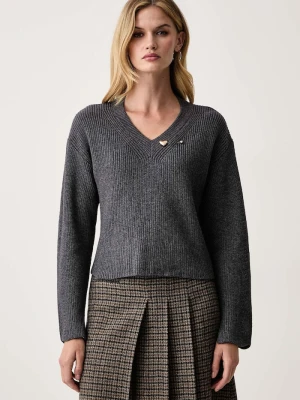 Twinset sweter damski z wełną szary