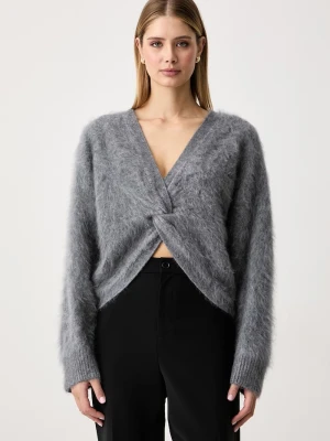 Twinset sweter damski z wełną szary