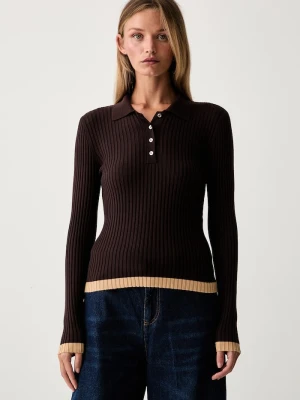 Twinset sweter damski z wiskozą brązowy