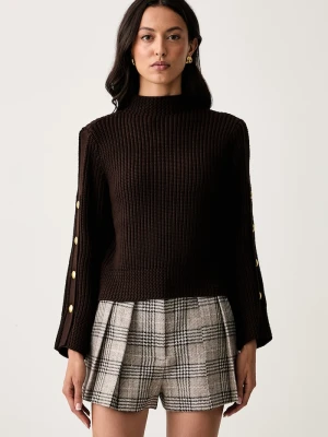 Twinset sweter damski z wiskozą brązowy