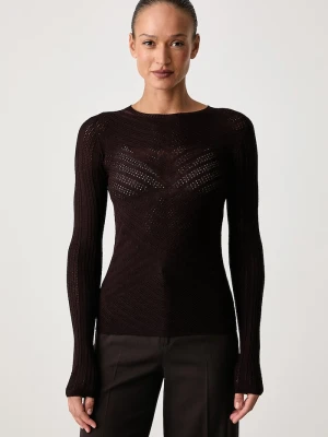 Twinset sweter damski z wiskozą brązowy
