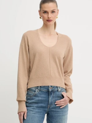 Twinset sweter kaszmirowy damski kolor beżowy 252TP3493