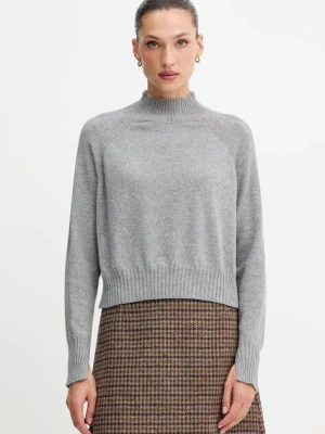 Twinset sweter kaszmirowy damski kolor szary lekki z półgolfem 252TT3531