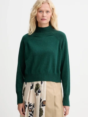 Twinset sweter kaszmirowy damski kolor zielony lekki z półgolfem 252TT3531