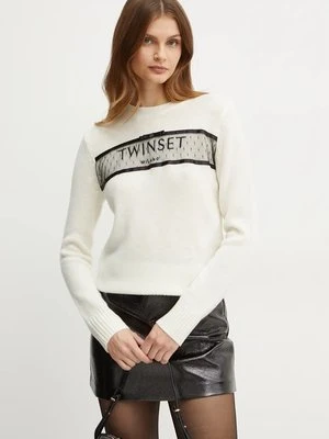 Twinset sweter wełniany damski kolor beżowy 242TT3500