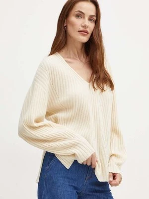 Twinset sweter wełniany damski kolor beżowy lekki 242TP3716