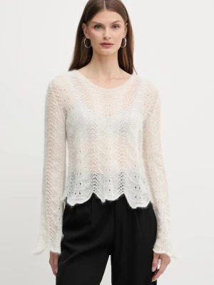 Twinset sweter wełniany damski kolor beżowy lekki 252TP3524
