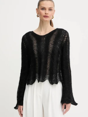 Twinset sweter wełniany damski kolor czarny lekki 252TP3524