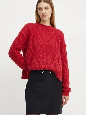 Twinset sweter wełniany damski kolor czerwony 242TT3313