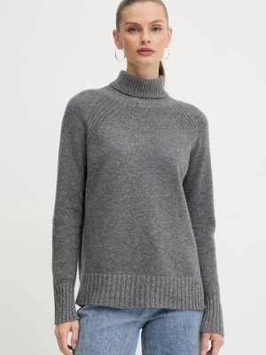 Twinset sweter wełniany damski kolor szary z golfem 252TP3582