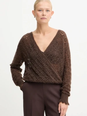 Twinset sweter z dodatkiem moheru damski kolor brązowy lekki 252TT3200